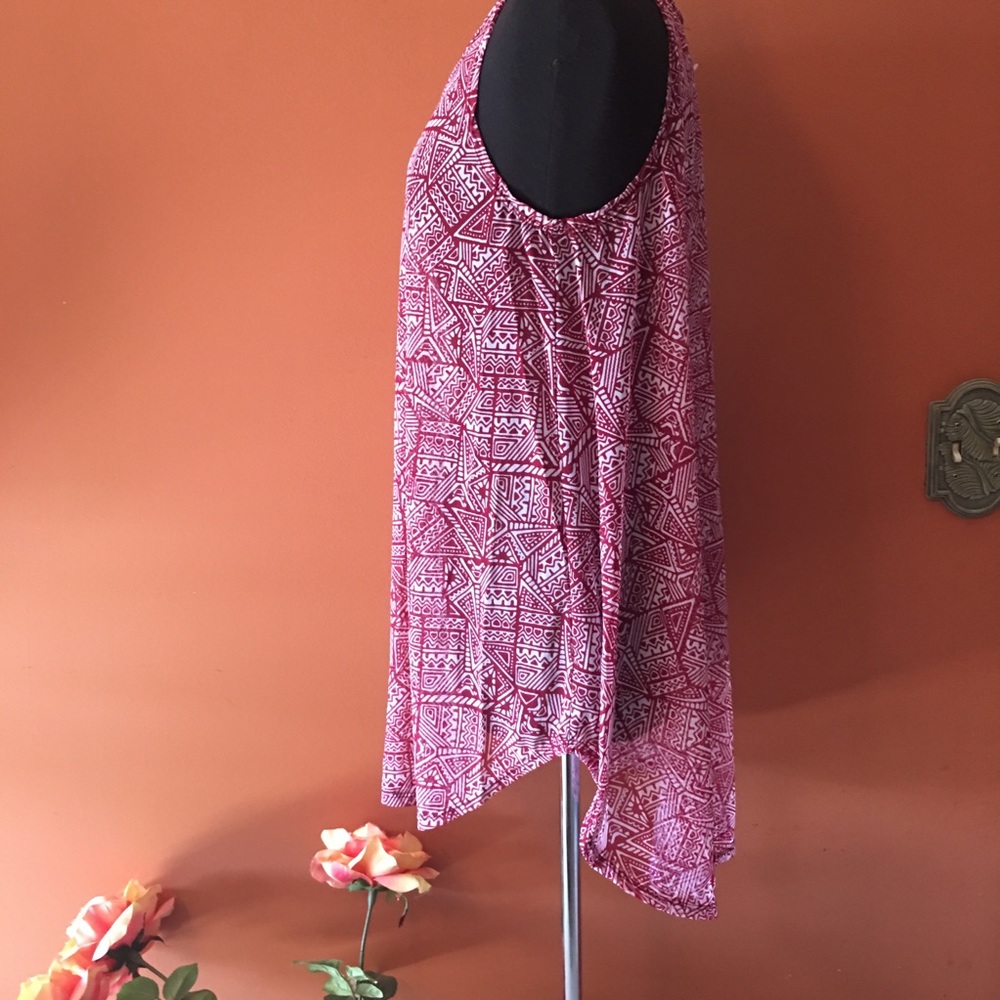 ➕ Aztec Print Mesh High-Low Tunic Coverup - Picture 2 of 3